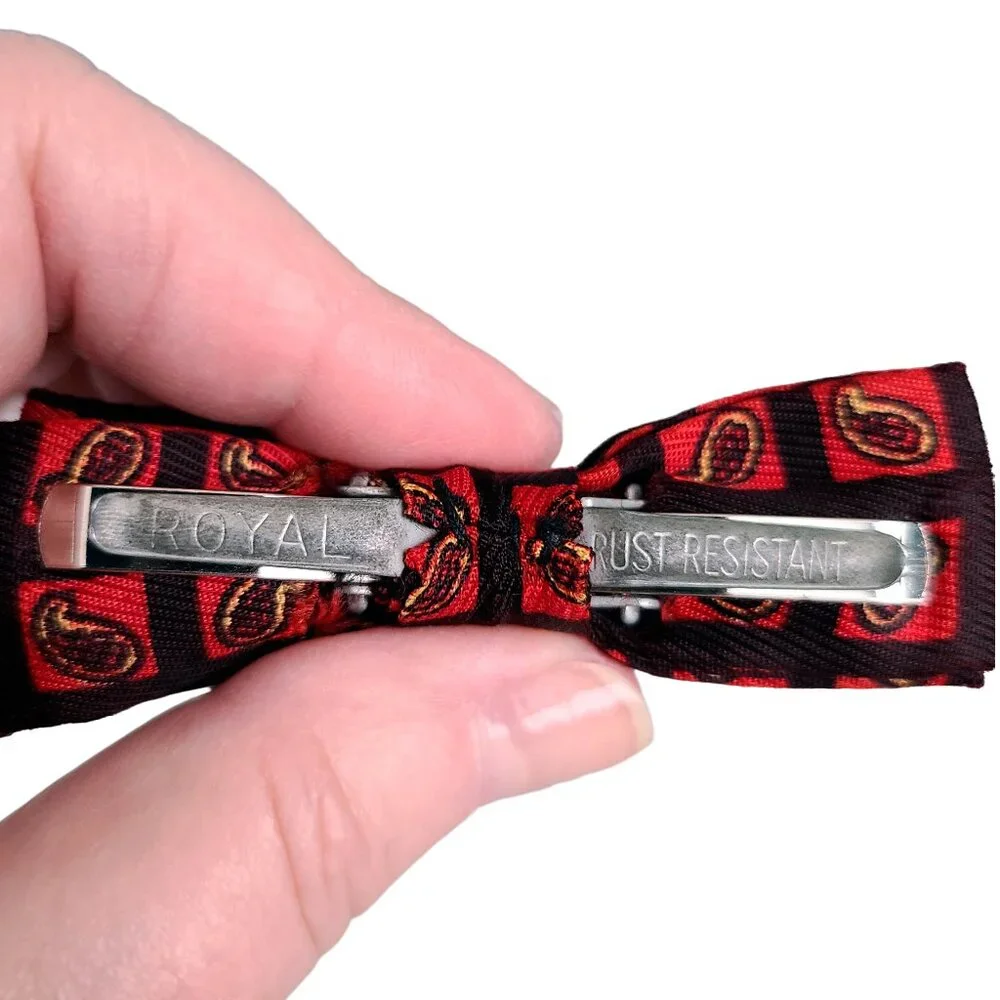 ROYAL Vintage Kids Bow Tie ~ Clip-On ~ Red/Black Paisley
